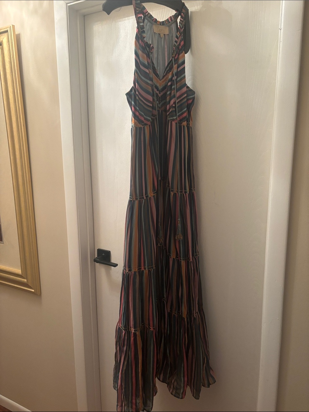 Multicolor Striped Halter Maxi Dress